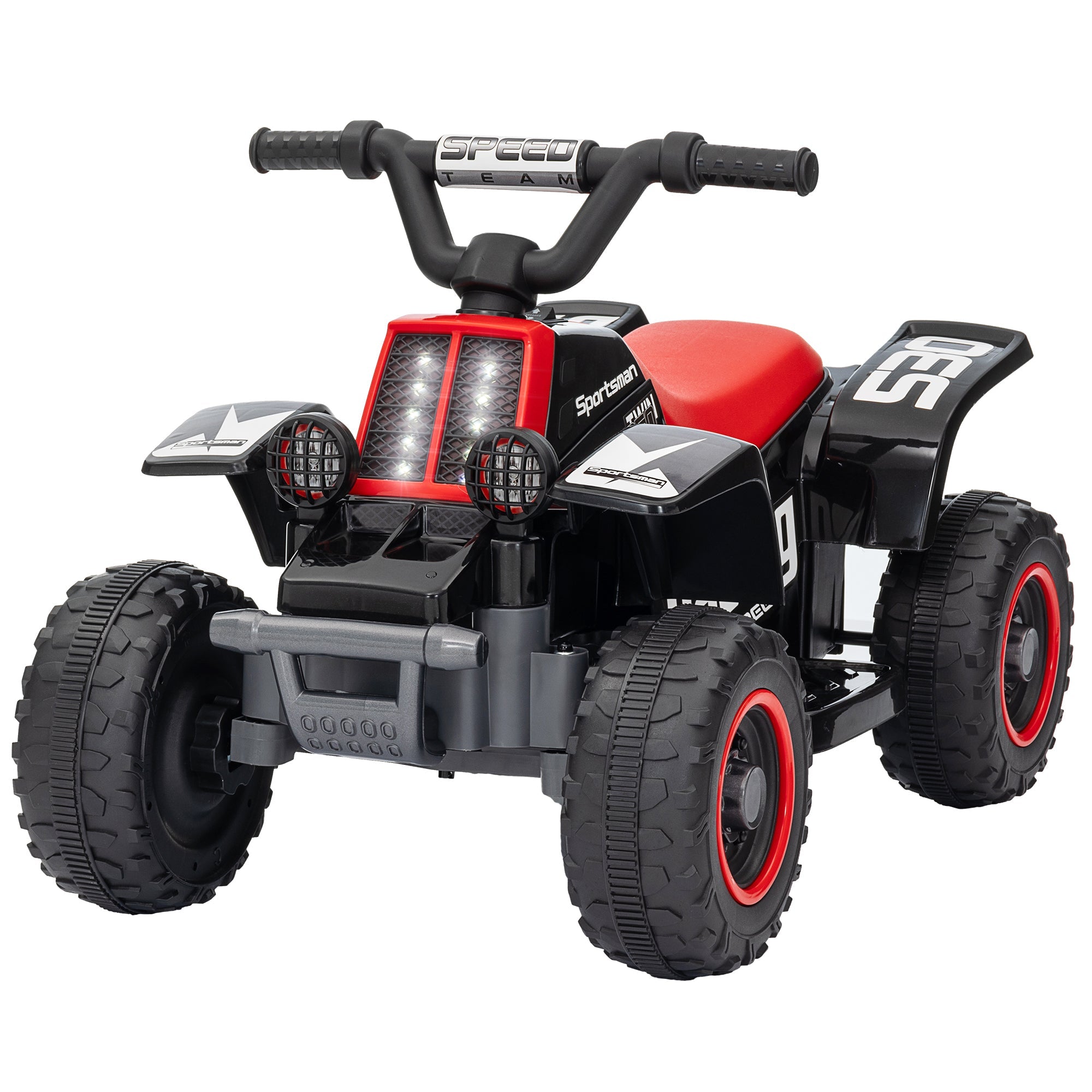 Qaba 6V Kids ATV Quad, 4 Wheeler Battery Powered Electric Ride on Car w/ Lights, Forward Backward, for 3-6 Years, Black 