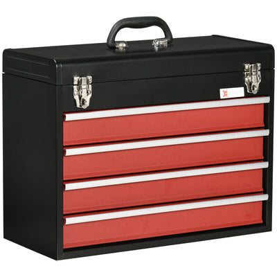 DURHAND Metal Organizer Mastery: Portable Tool Chest with 4 Drawers, Metal Latch Closure for Garage, Household, Warehouse 