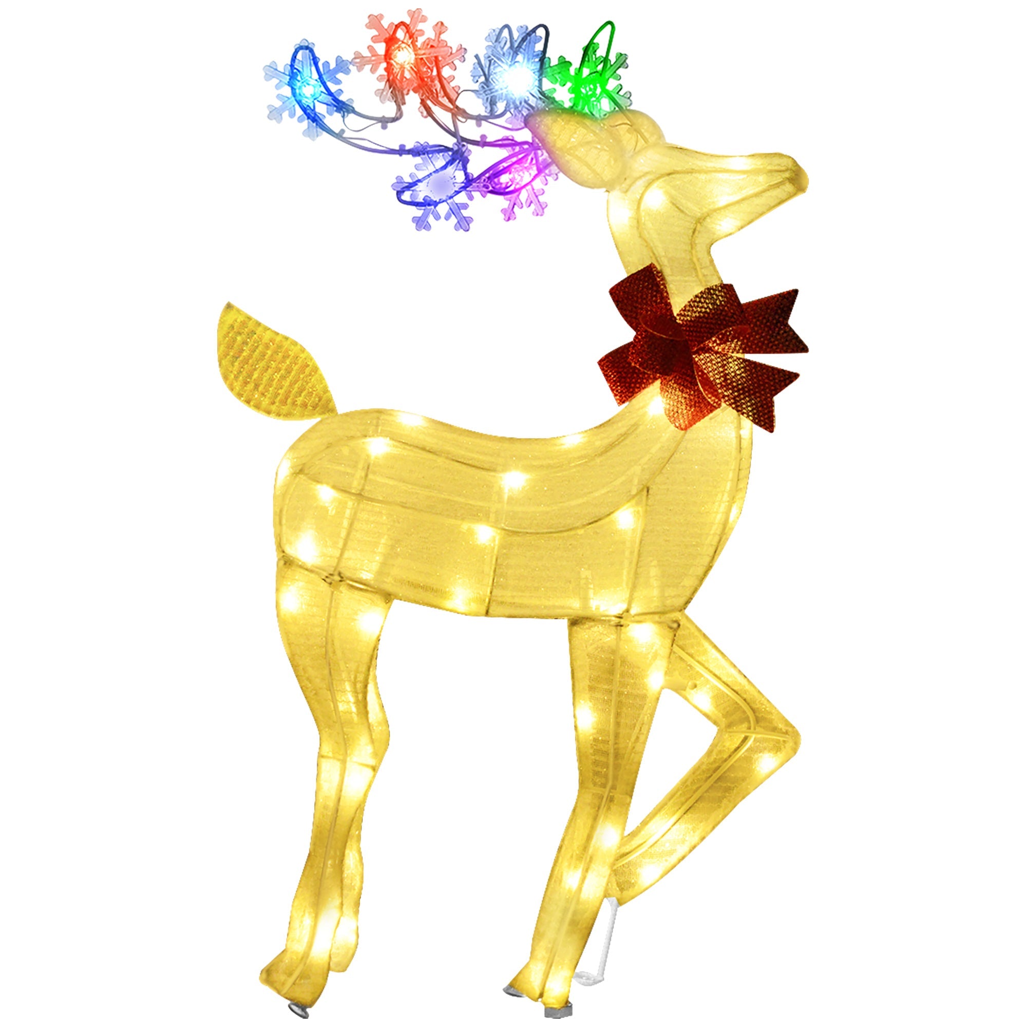 Outsunny Light Up Reindeer Yard Decoration, Lighted Deer Christmas Decoration for Indoor, Outdoor, Garden, Lawn, White 