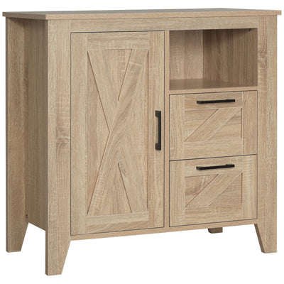 HOMCOM Farmhouse Storage Cabinet, Kitchen Cupboard Buffet Cabinet with Drawers, Door and Adjustable Shelves for Dining Room 