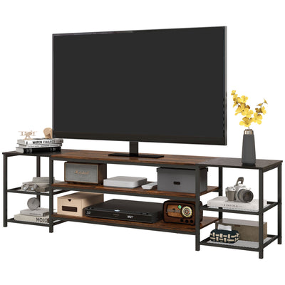 HOMCOM TV Stand: For 80" Screens, Industrial Design, Storage Shelf, Steel Frame, Living Room 