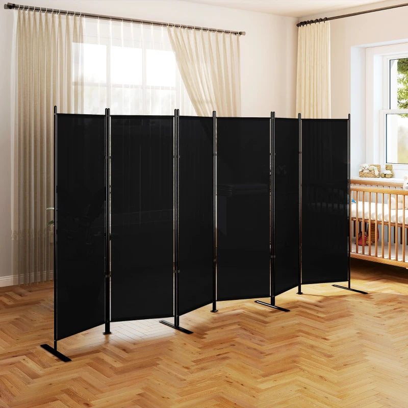 6 Panel Room Divider, 6 Ft Folding Privacy Screen, Portable Freestanding Partition Wall Divider, Black