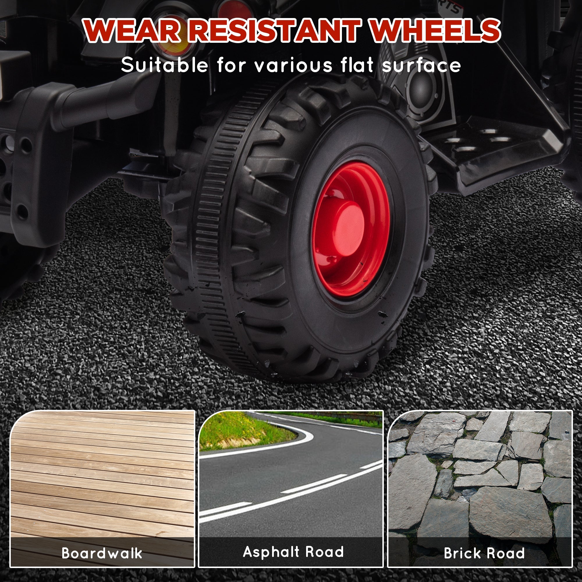 Qaba 6V Kids ATV Quad w/ Music, Forward, for 2-6 Years, Black 