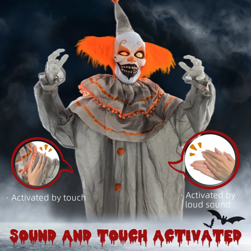 HOMCOM 6.4' Life-Size Winged Grim Reaper – Animated Halloween Decoration, Light-Up Eyes 