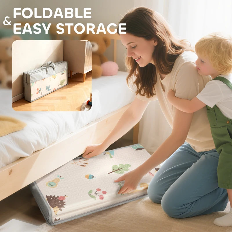 Qaba Foldable Baby Play Mat Double-Sided, Reversible Foam Soft Crawling Mat for Toddlers, for Bedroom, Nursery and Playroom