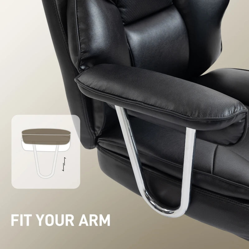 Big and Tall Office Chair, 400 lbs Overstuffed Desk Chair with Shaped Foam, Reclining Backrest, PU Leather