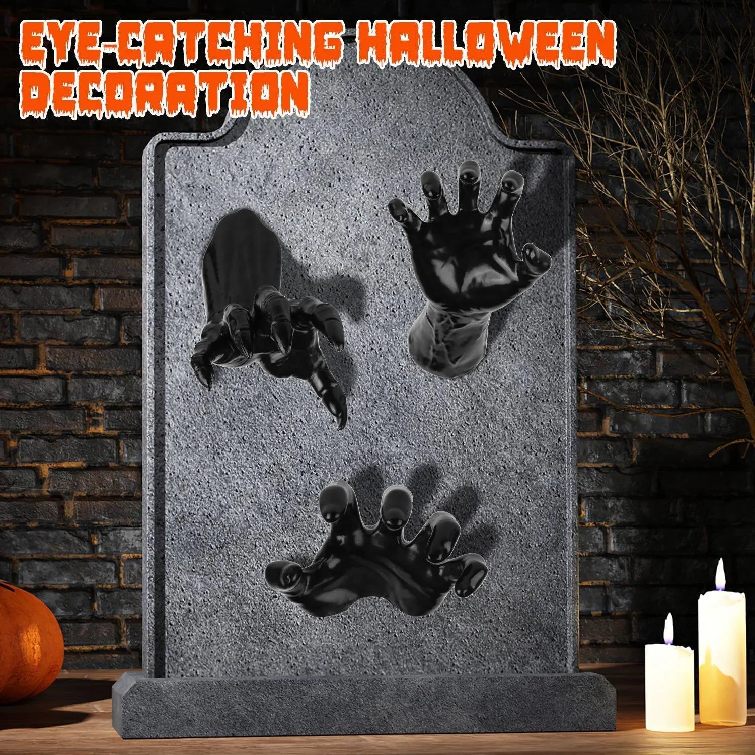 3Pcs Creepy Reaching Hands With Lighted Candles Wall Mounted Halloween Decoration Witch Devil Hand Aesthetic Goth Gothic Life Sized Horror Hands Hanging Sculpture 