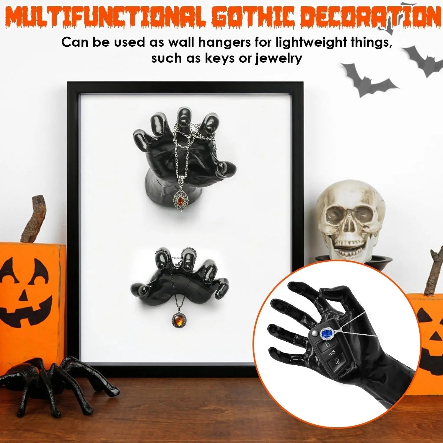 3Pcs Creepy Reaching Hands With Lighted Candles Wall Mounted Halloween Decoration Witch Devil Hand Aesthetic Goth Gothic Life Sized Horror Hands Hanging Sculpture 