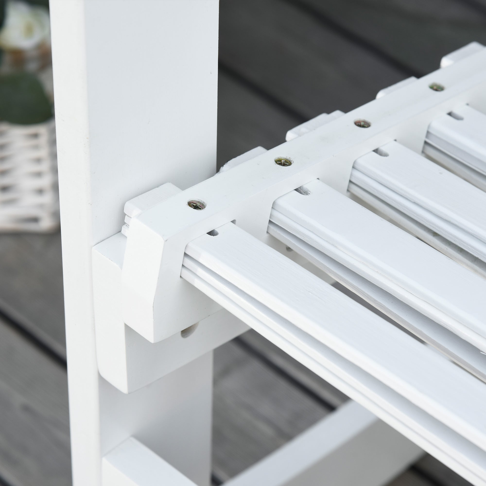 Outsunny Patio Rocking Chair Non-slip Porch Rocker for Balcony Garden Terrace Bamboo White 