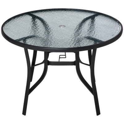Outsunny Round Patio Dining Table 42-inch with Umbrella Hole for Backyard Steel 