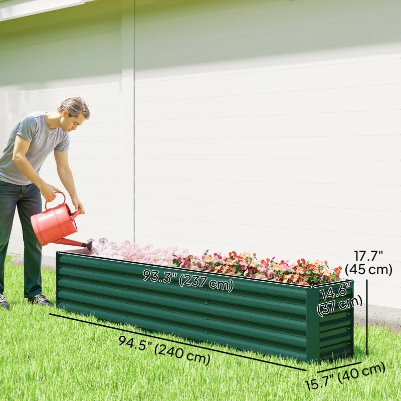 8 x 1.3 x 1.5ft Galvanized Raised Garden Bed, Reinforced Outdoor Planter Box with Open Bottom, Green