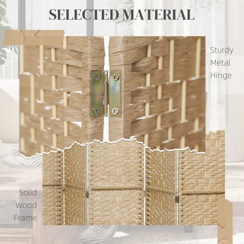 8 Panel Folding Room Divider, Portable Privacy Screen, Wave Fiber Room Partition for Home Office, Natural