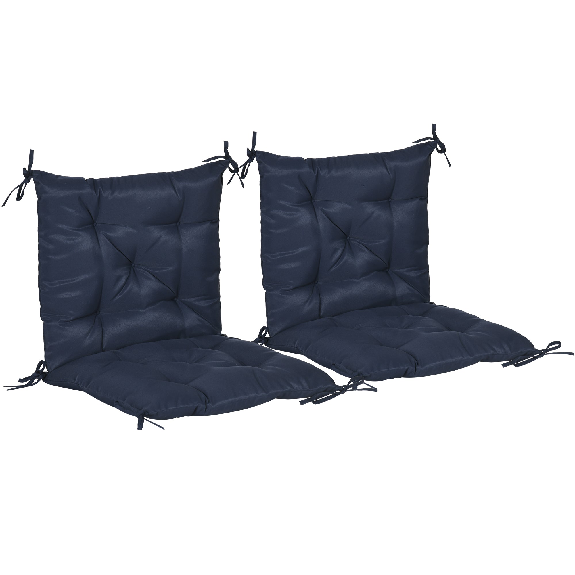 Outsunny Set of 2 Comfortable Garden Chair Cushions with Backrest for Sunbeds Rocking Chairs Loungers Dark Blue 