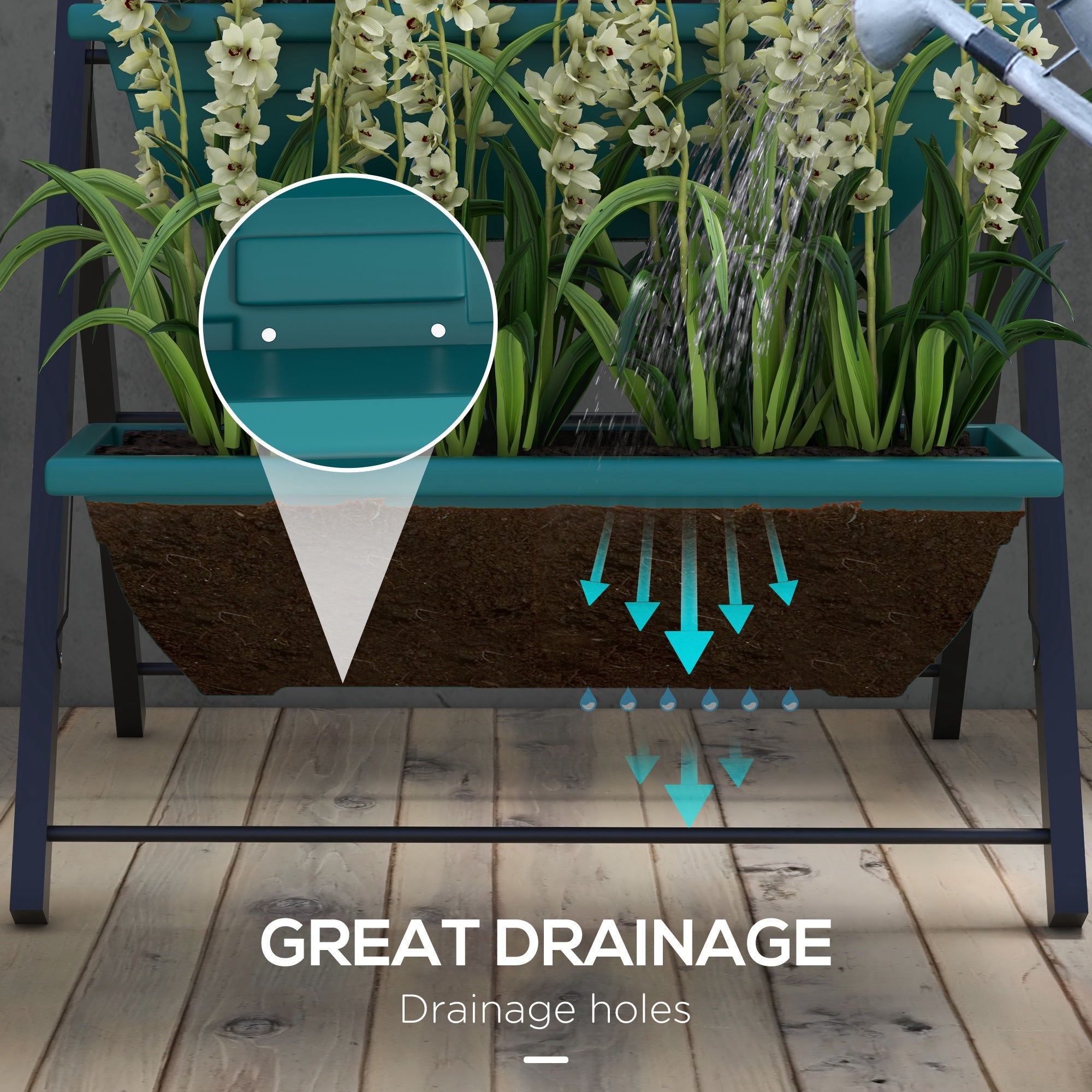 Outsunny 3-Tier Vertical Garden Planter Outdoor Plant Stand with 3 Boxes for Vegetables Flowers Grow Container 