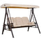 Outsunny 3 Seater Porch Swing Heavy Duty Outdoor Swing Chair Outdoor Lounge Hammock Cushioned Seat with Tilt Canopy, Beige