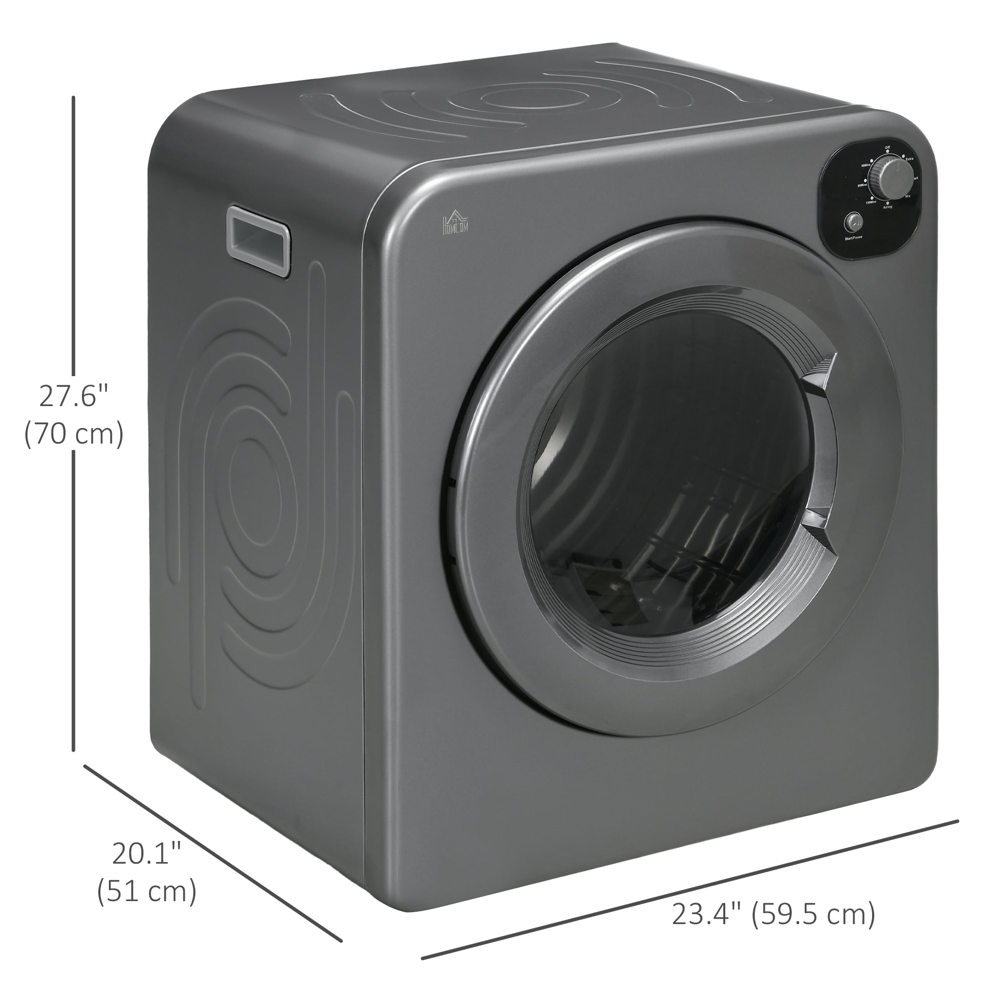 HOMCOM 3.22 Cu.Ft Compact Electric Portable Clothes Dryer 1300W 7 Drying Modes for Apartment Dorm Grey 