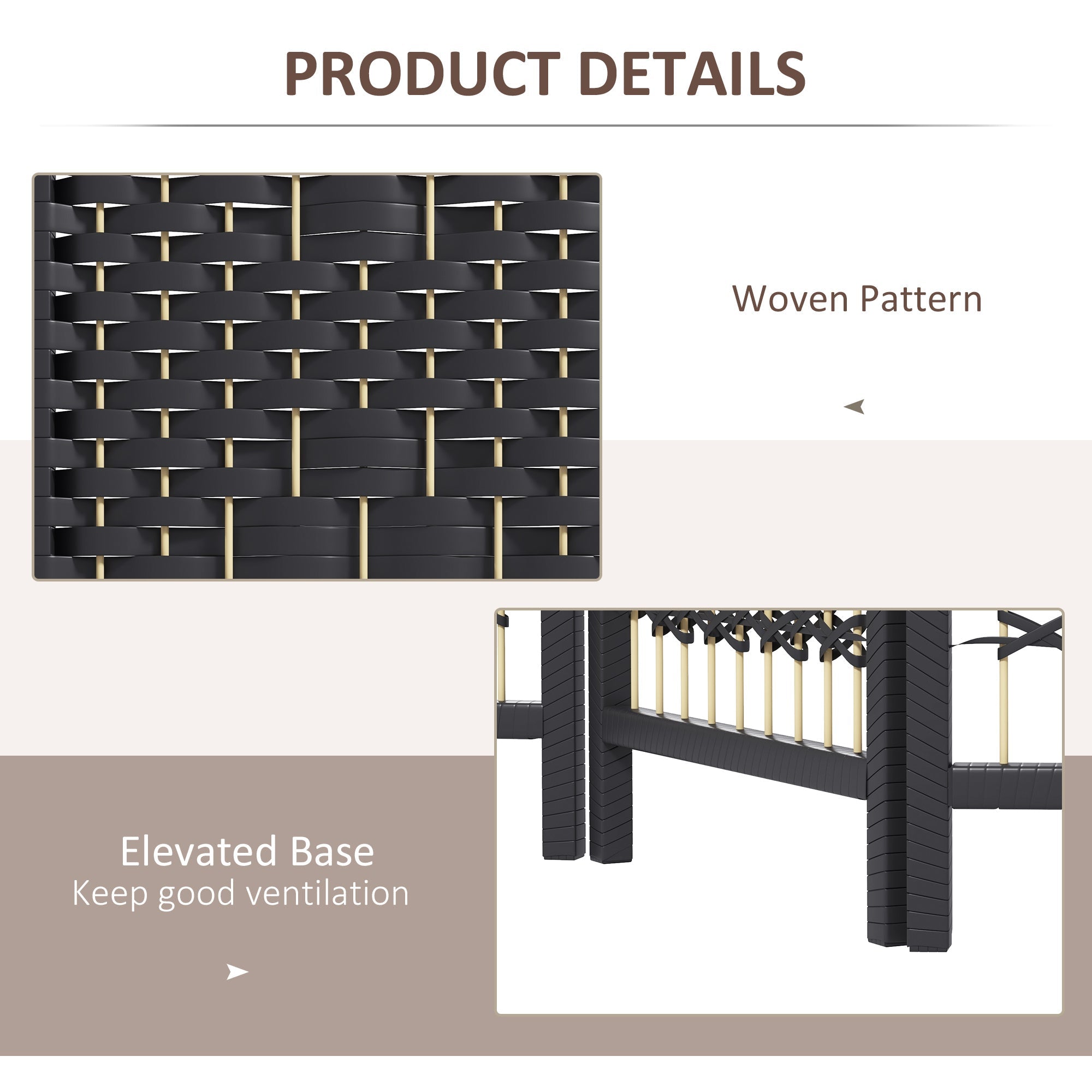 HOMCOM Stylish Wave Room Divider Screen: 6-Panel Folding Fiber Privacy Partition for Home & Office, Black 