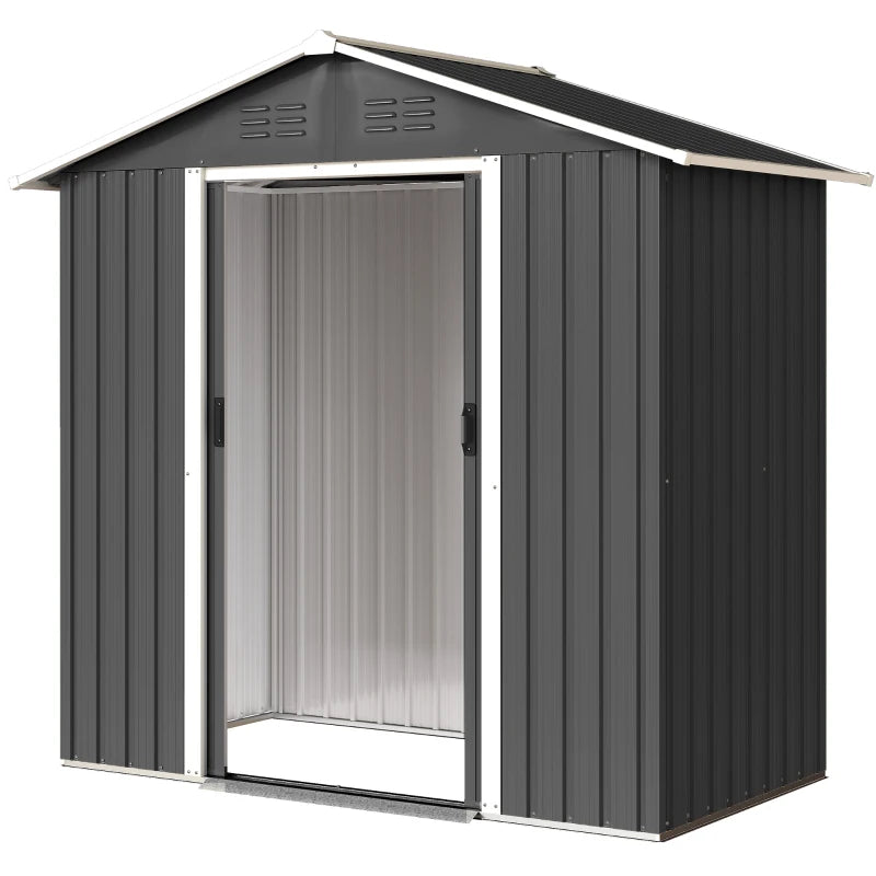 6.5x3.5ft Metal Garden Storage Shed for Outdoor Tool Storage with Double Sliding Doors and Vents, Dark Grey