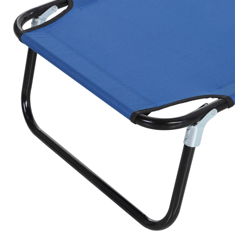 Outdoor Folding Lounge Chair, Steel Tanning Chair with Reclining Back, Breathable Mesh for Beach, Yard, Patio, Blue