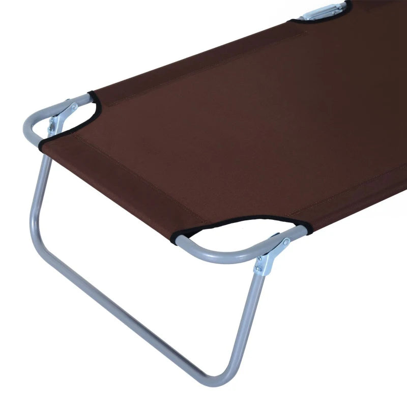 Outdoor Lounge Chair, Adjustable Folding Chaise Lounge,  Tanning Chair with Sun Shade for Beach, Camping, Hiking, Backyard, Brown