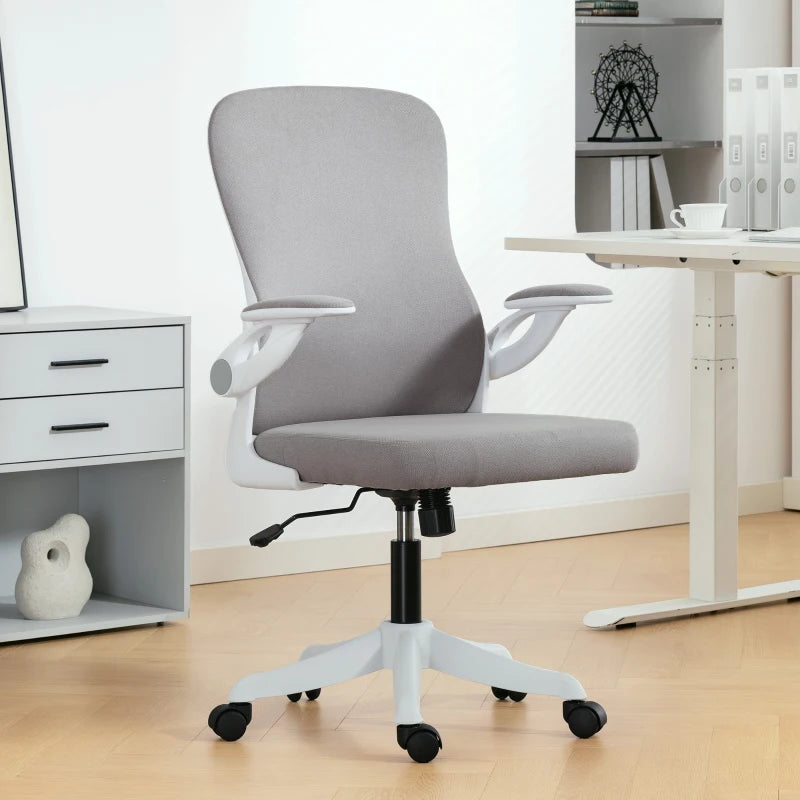 Ergonomic Office Chair, Swivel Desk Chair with Lumbar Support and Adjustable Height, Flip-up Armrests, Wheels, Black