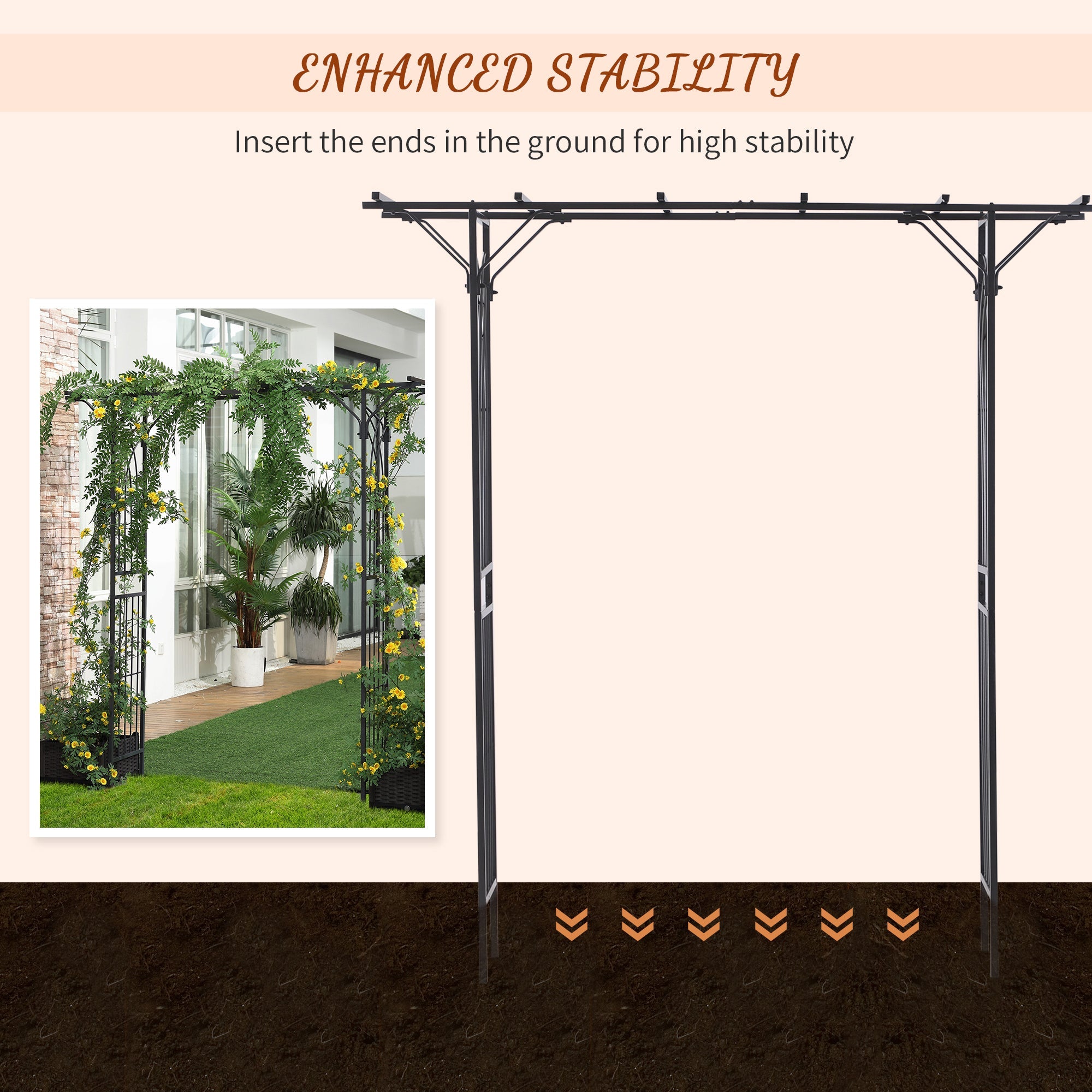 Outsunny Metal Garden Arch 7ft Outdoor Arbor for Climbing Plants Wedding Decor Black 
