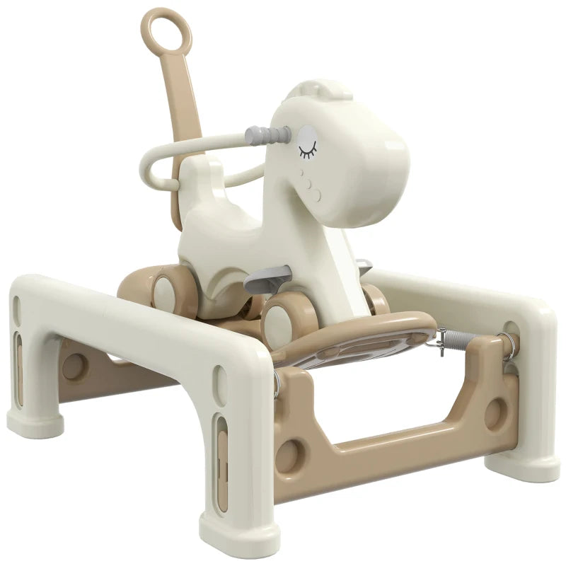 Qaba 5 in 1 Rocking Horse for Toddlers 1-6 Years with Balance Board, Push Handle, 4 Smooth Wheels