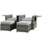 Outsunny 5PC Wicker Patio Lounger, Outdoor PE Rattan 5-level Adjustable Recliner Sofa Bed with Storage Side Table and Footstools, for Patio, Garden, Poolside, Grey