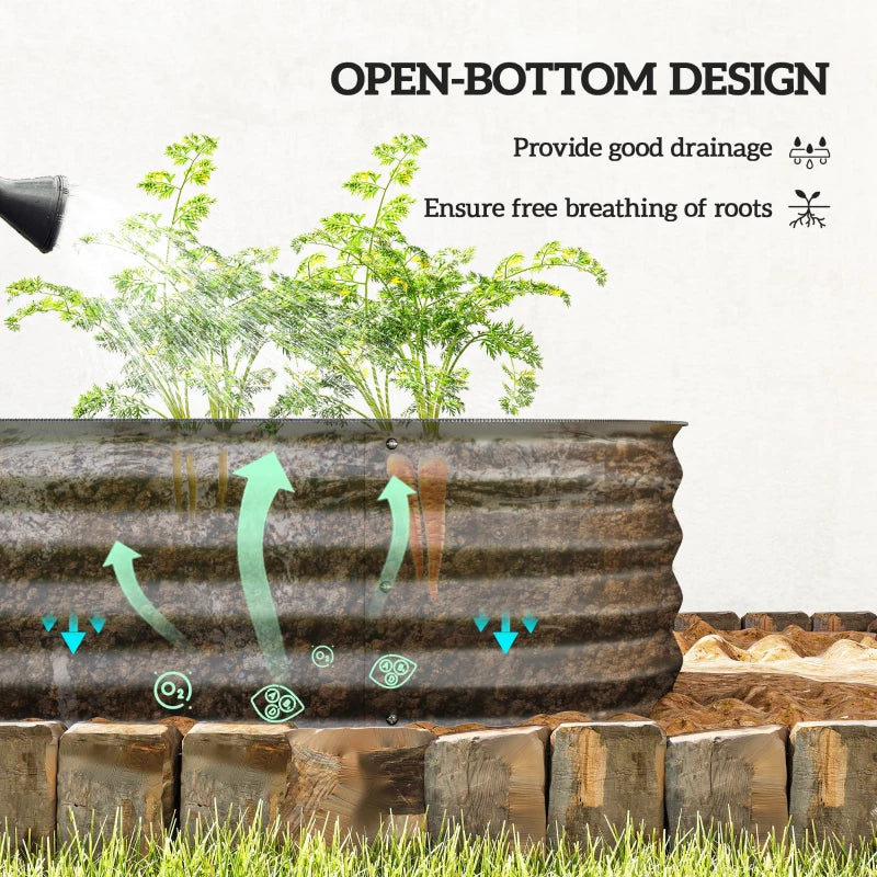 7.9 x 2 x 1ft Galvanized Raised Garden Bed Kit, Metal Planter Box with Safety Edging, Black
