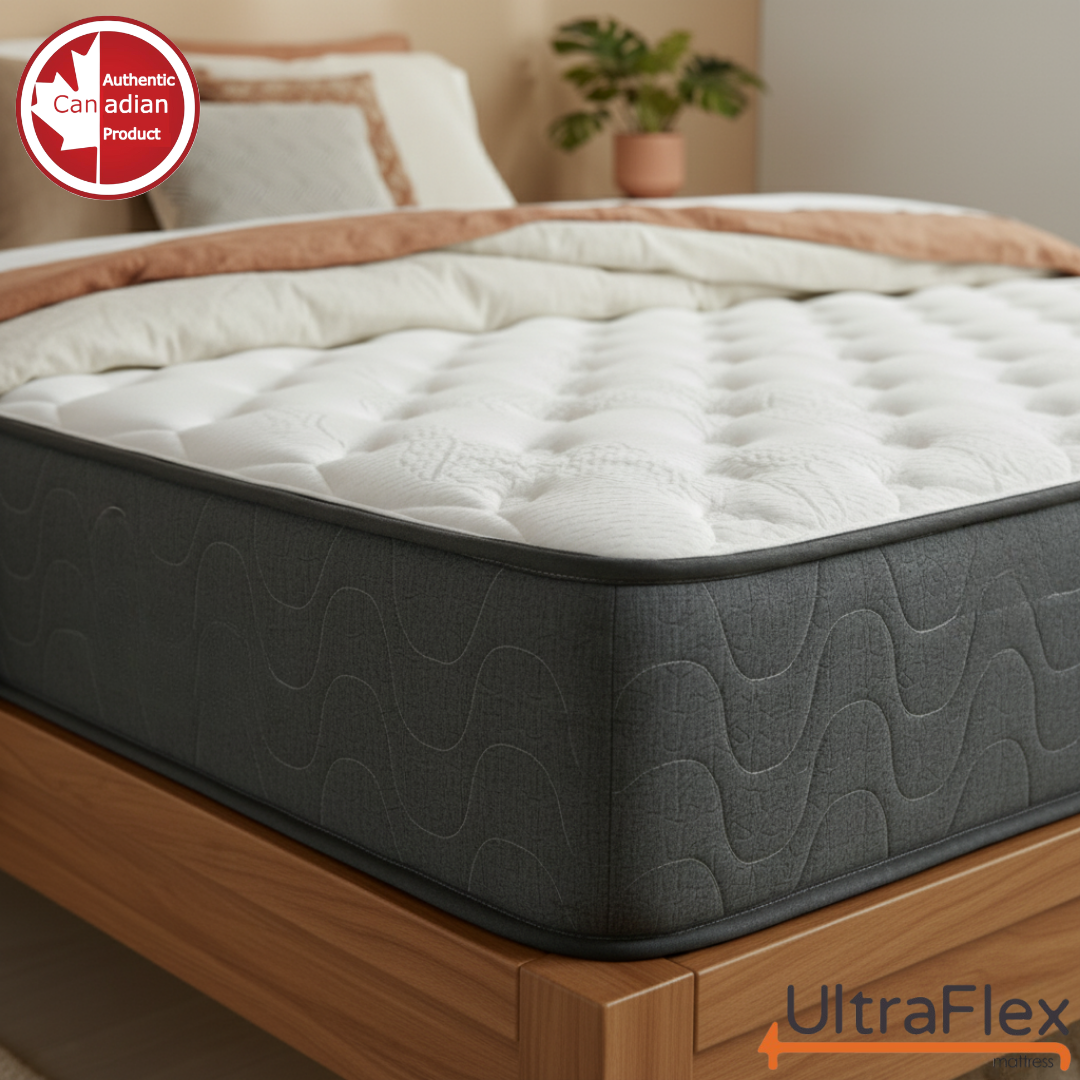 UltraFlex® STELLAR Mattress and BoxSpring Set Medium Firm – Premium Orthopedic Mattress with Cooling Gel, High-Density Soy Foam & Quilted Top | Made in Canada