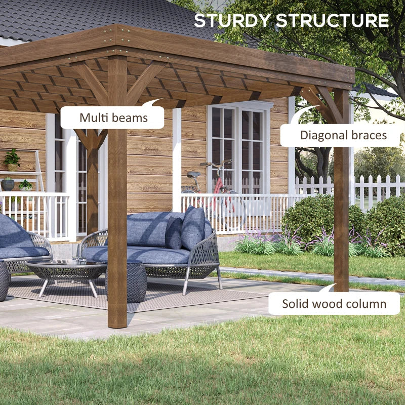 Outsunny 10' x 12' Wood Pergola, Outdoor Gazebo Grape Trellis for Climbing Plant Support, Garden, Patio, Backyard, Deck, Brown