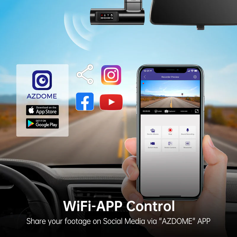 AZDOME M330 1080P Front Dash Cam 