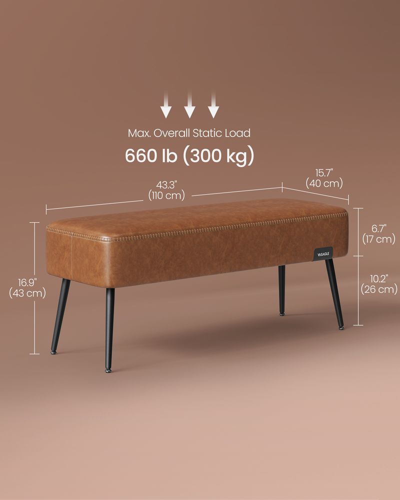 VASAGLE EKHO Collection - Ottoman Bench with Steel Legs 