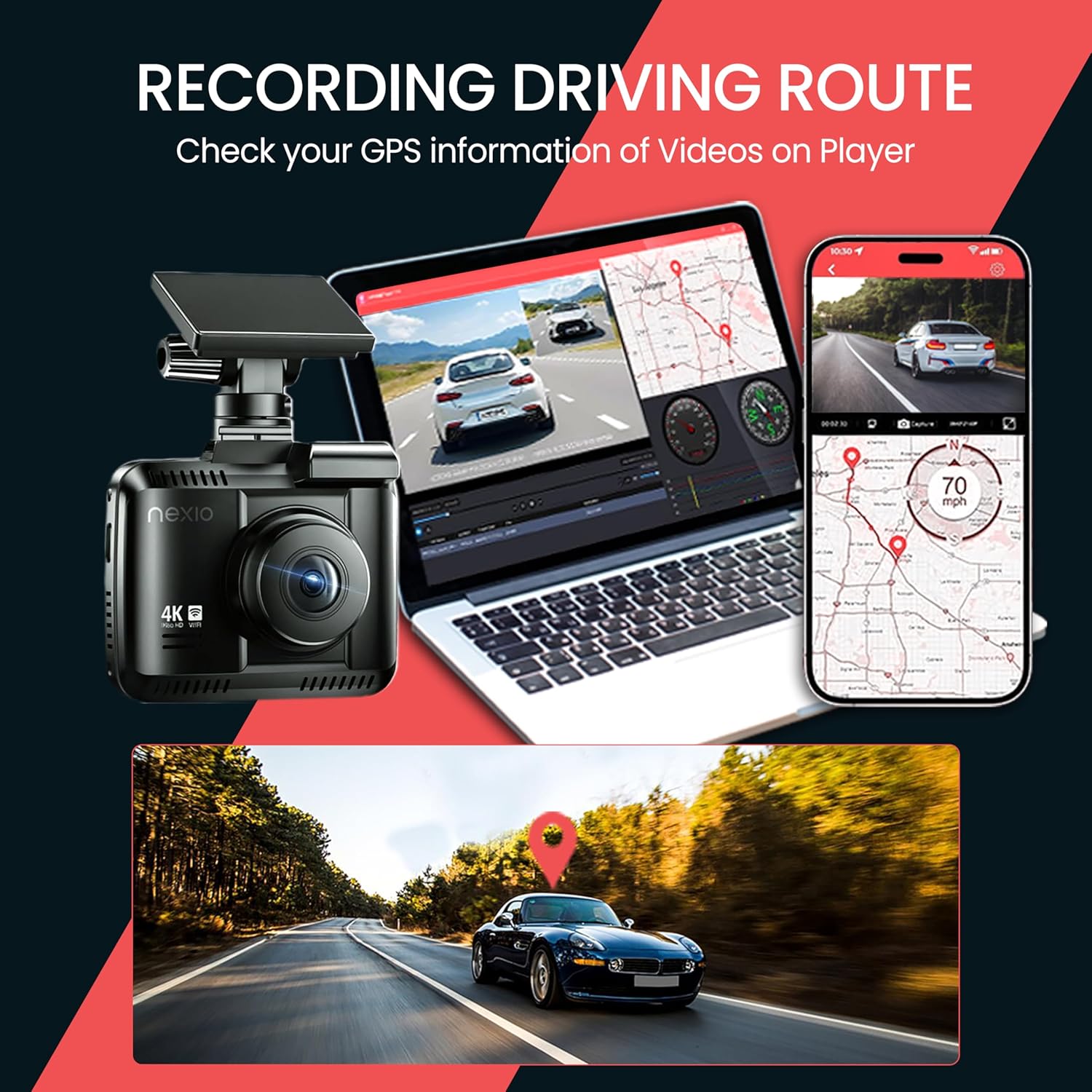 NEXIO N5Pro 4K Dual Dash Cam with Starvis Sensor, WiFi, GPS, ADAS, Park Mode 