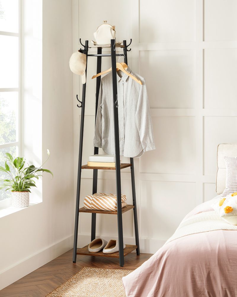 VASAGLE Coat Stand with 3 Shelves 