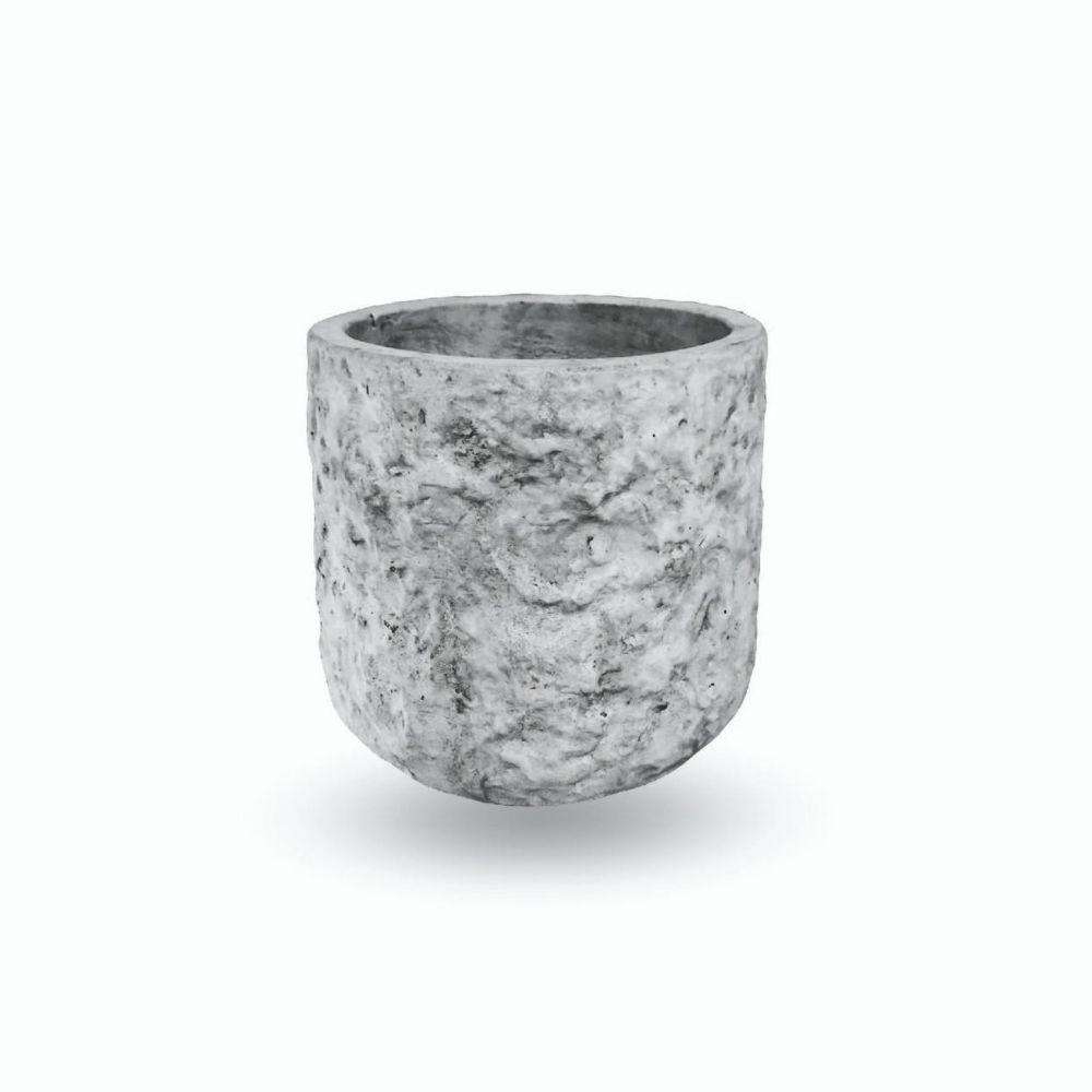 Roma Mid-Century Rock Planter With Wooden Stand 