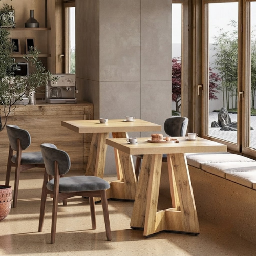 Dining Table 31.5" Square Kitchen Dinner Table for 2-4 People with Thick Engineered Wood Top and Modern Design Brown