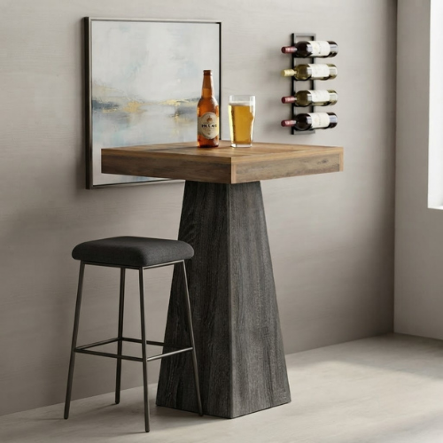 Bar Table 39.96" Square Pub Dining Table for Cocktail and Home Bar with Heavy Duty MDF Frame Brown & Gray