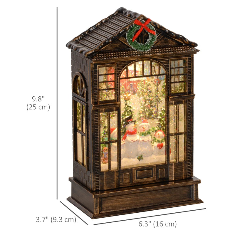 HOMCOM Musical Christmas Snow Globe Lantern with Lights & Swirling Glitter, Holiday Party Gift, Bronze 