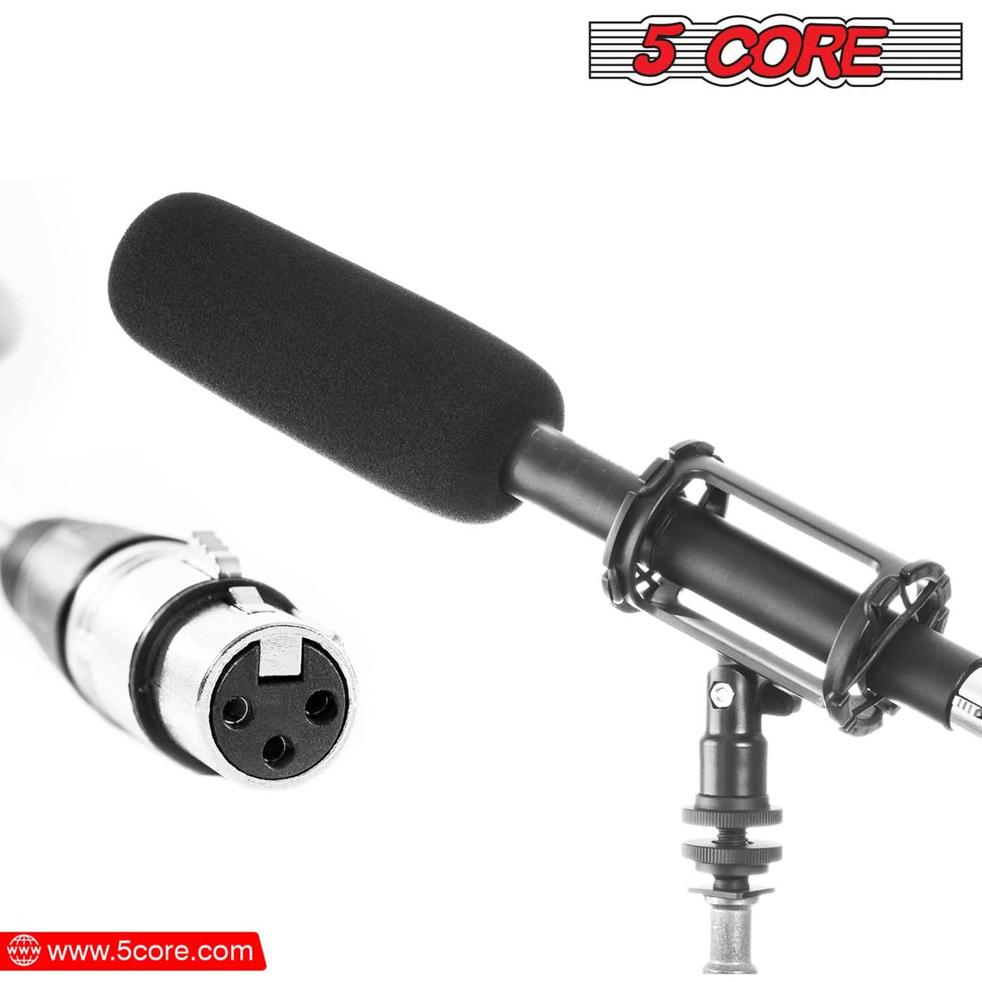 5Core Interview Microphone Condenser Shotgun Mic w Uni-Directional Pickup XLR Connection