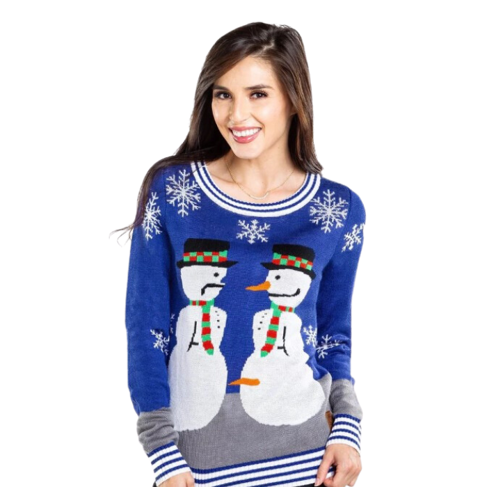 Snowman Nose Thief Blue Christmas Sweater 