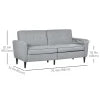 HOMCOM 3 Seater Sofa, Upholstered Couch for Bedroom, Modern Sofa Settee with Padded Cushion, Button Tufting and Wood Legs for Living Room, Grey 