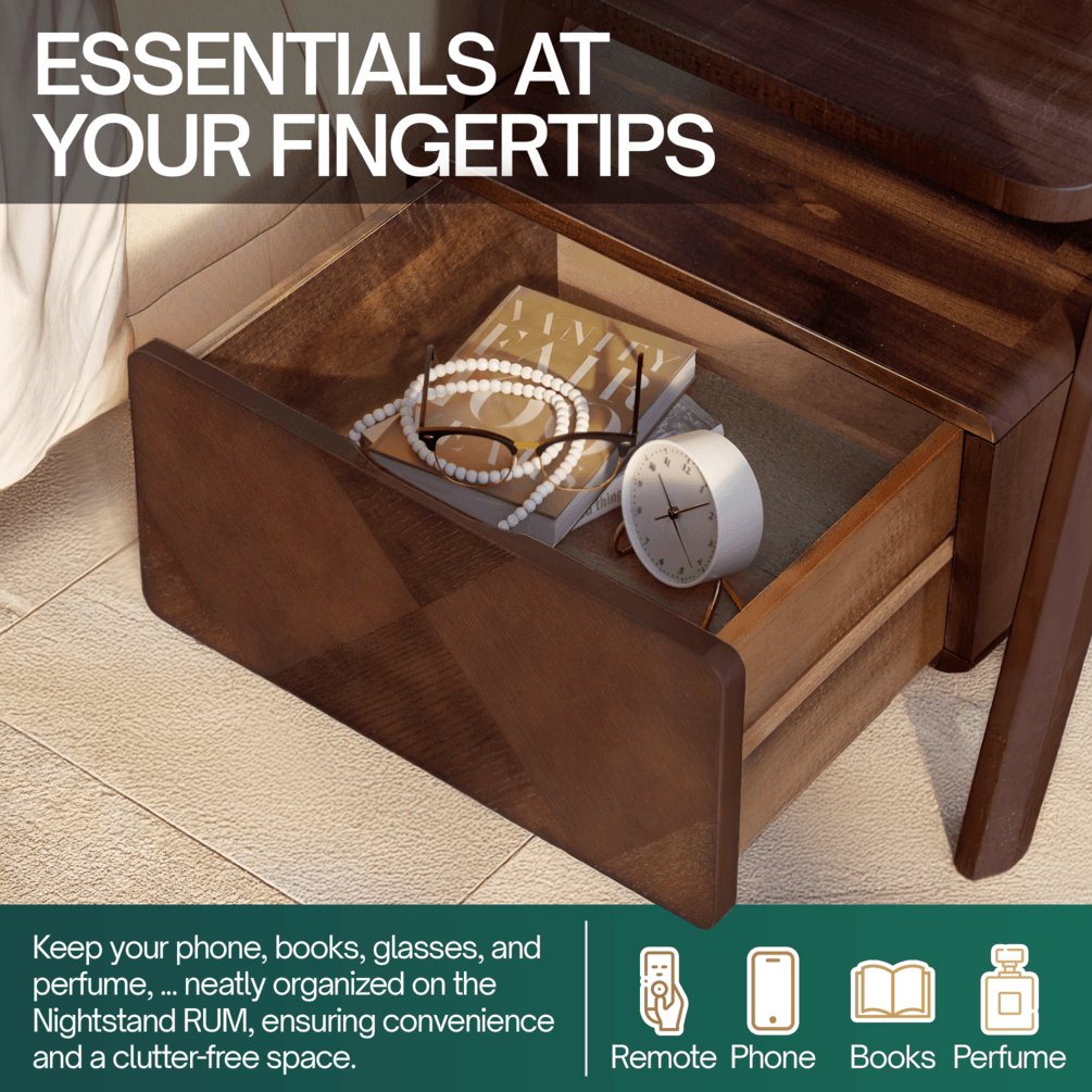 Rum Nightstand with drawer 