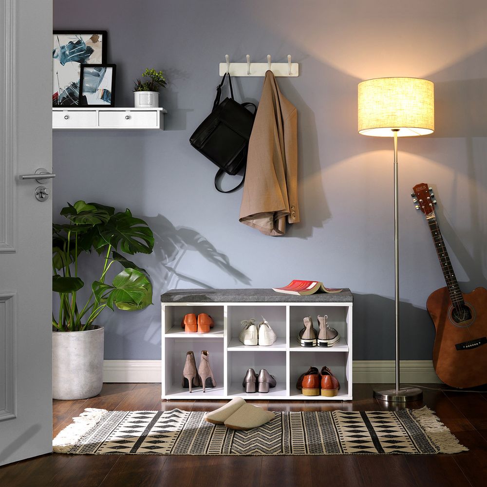 VASAGLE Shoe Storage 6 Compartments and 3 Adjustable Shelves 