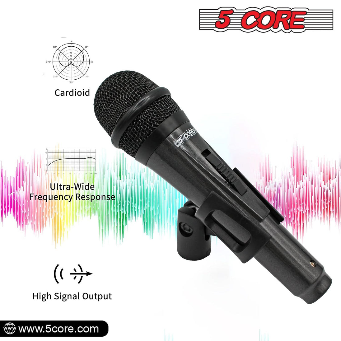 5Core Handheld XLR Dynamic Microphone – Professional Karaoke, Singing, and Studio Mic