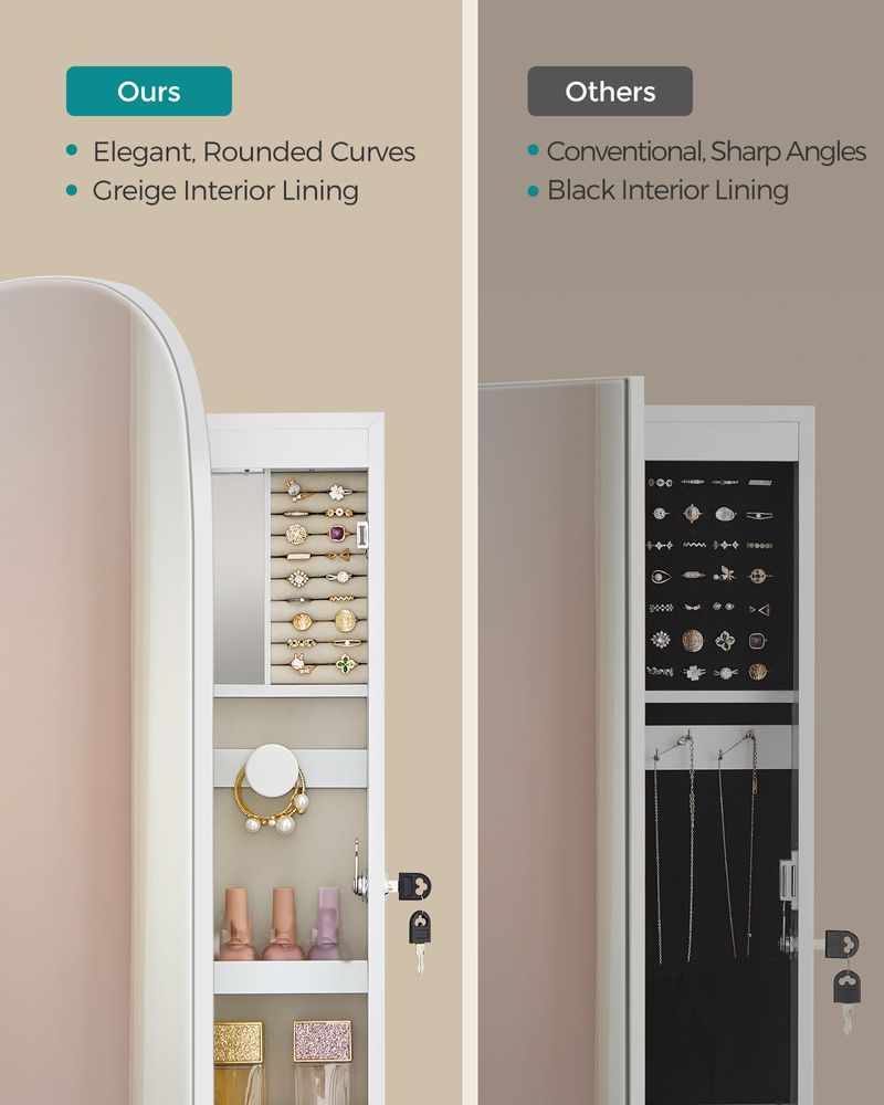 SONGMICS Wall Mounted Jewelry Organizer with Mirror 