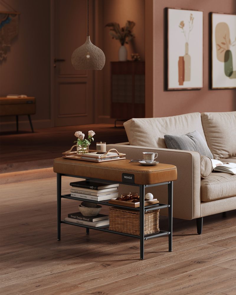 VASAGLE EKHO Collection - Shoe Bench with Metal Shelves 