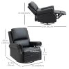 HOMCOM Manual Recliner Chair 360° Swivel Rocking Armchair Sofa with PU Leather Padded Cushion and Backrest for Living Room Black 