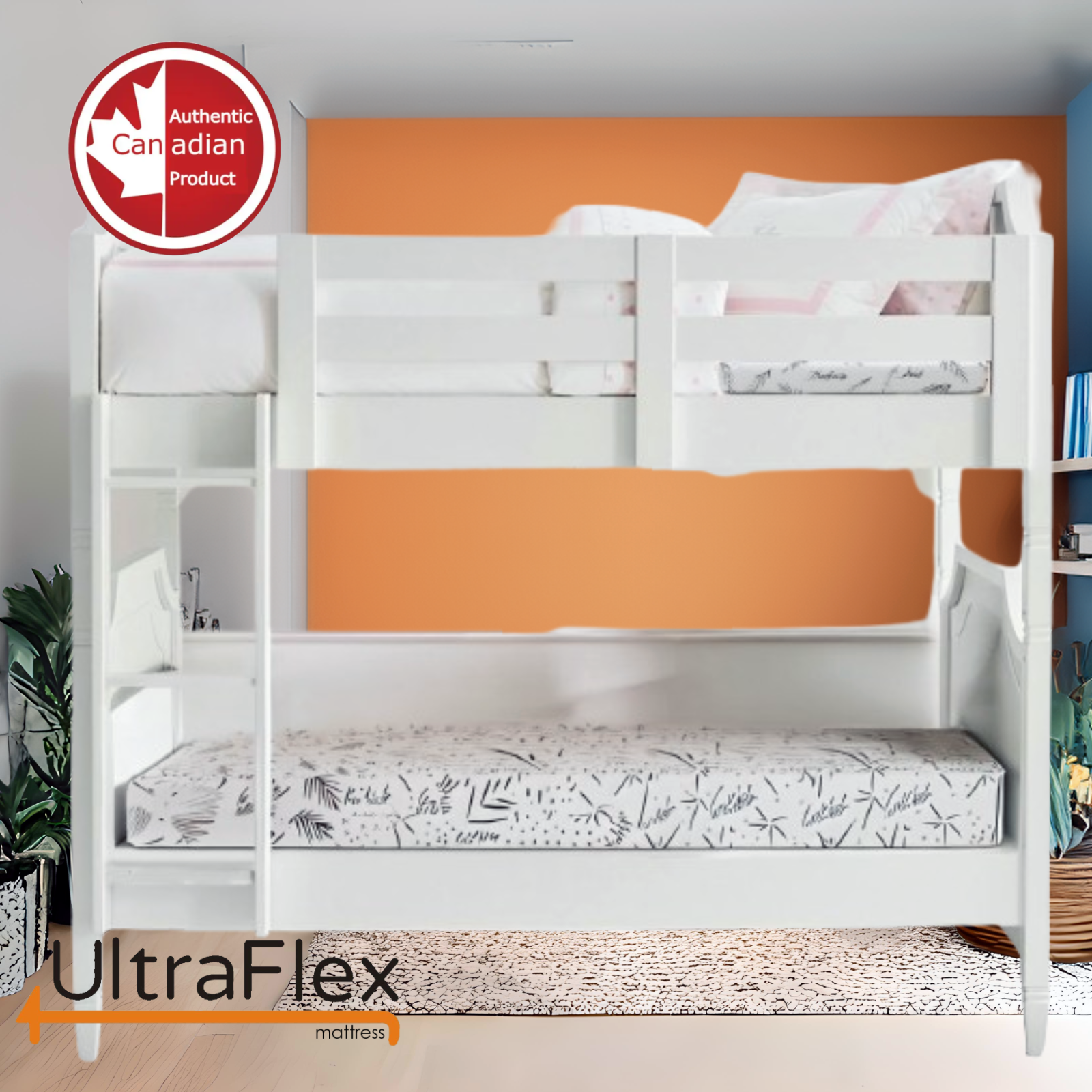 UltraFlex® SleepTight – Mattress and BoxSpring Set Canadian Made- Gel Memory Foam Mattress | CertiPUR-US® Certified, Cooling, Pressure Relief, Medium Firm, Fiberglass-Free, Bamboo Cover | Ideal for Bunk Beds, RVs & All Frames | Spinal Support