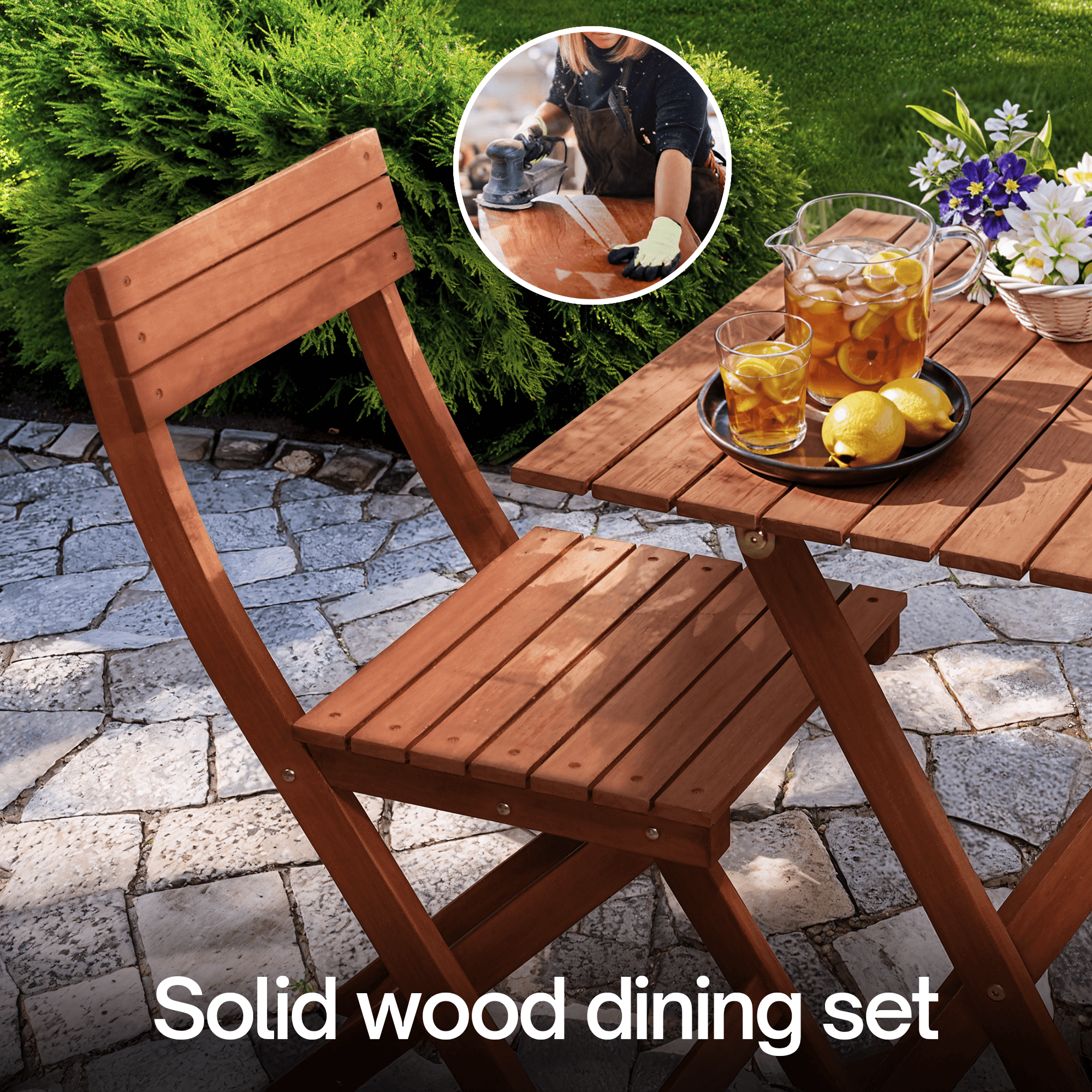 Foldable Bistro Table and Chairs Set 